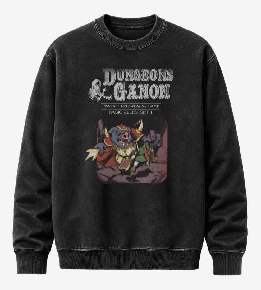 Poleron Polo Acid Wash Negro de Calabozos & Ganon