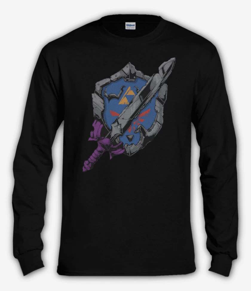 Polera manga larga Negro de Defensor de Hyrule