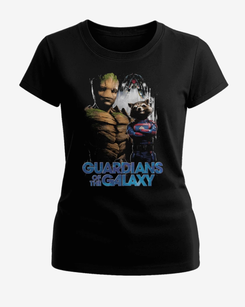 Polera de Mujer Negro de Groot x Rocket