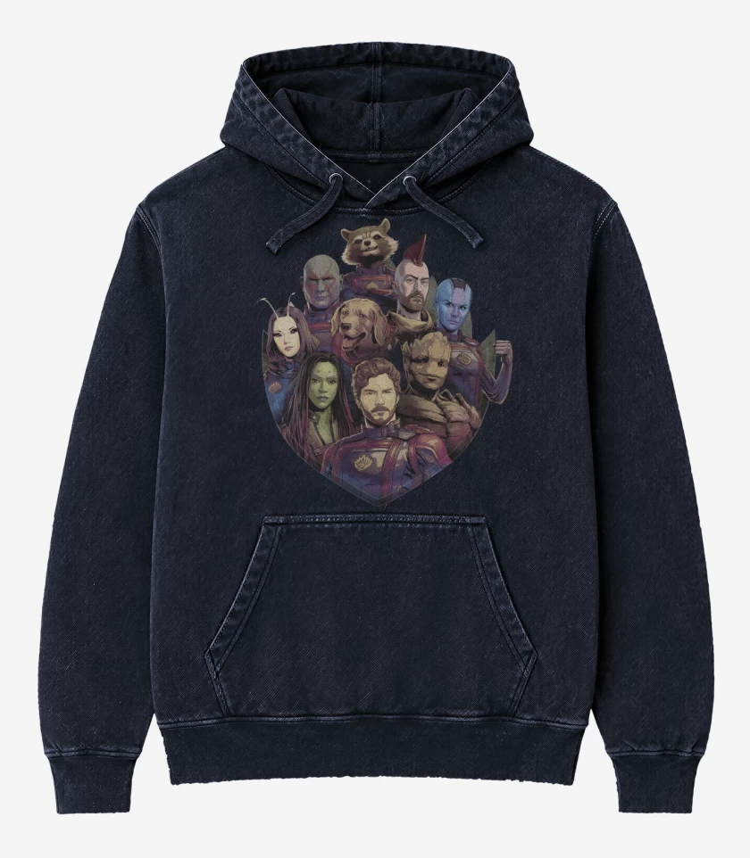 Poleron Canguro Acid Wash Azul Marino de Los Guardianes