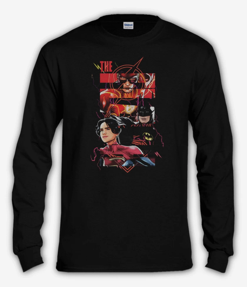 Polera manga larga El Rayo, El Murcielago y la Superchica