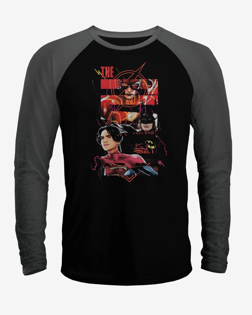 Polera Raglan El Rayo, El Murcielago y la Superchica