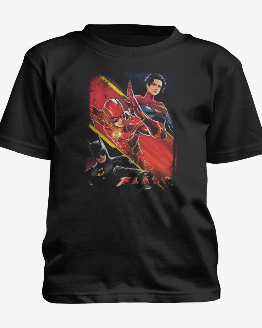 Polera de niño Negro de Flash Batman Supergirl