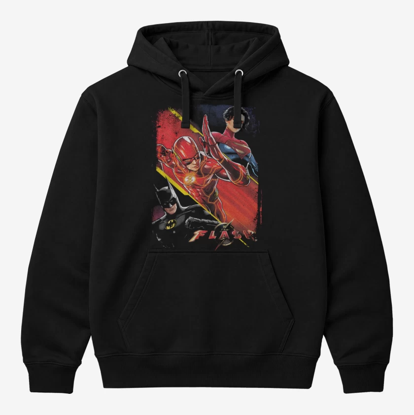 Polerón Canguro Negro de Flash Batman Supergirl