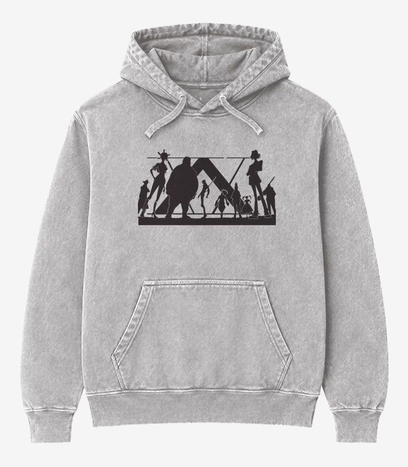 Poleron Canguro Acid Wash Gris Melange de Hxh