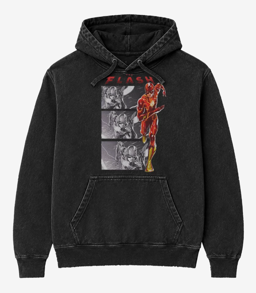 Poleron Canguro Acid Wash Negro de El Velocista 