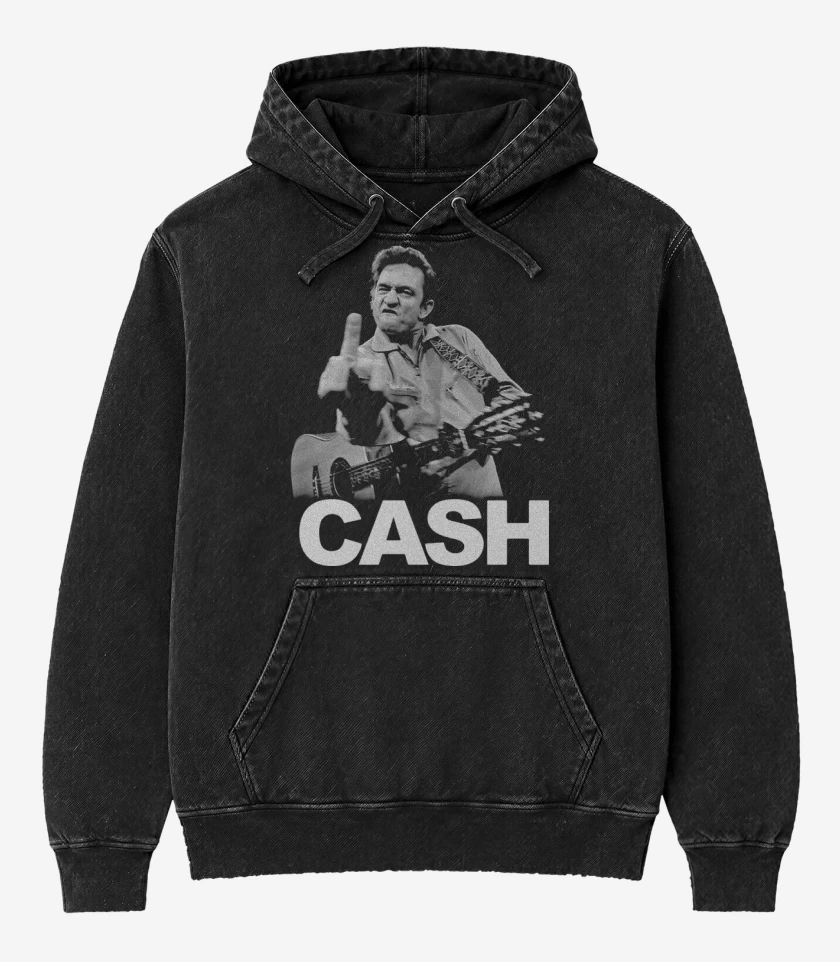 Poleron Canguro Acid Wash Negro de Cash 
