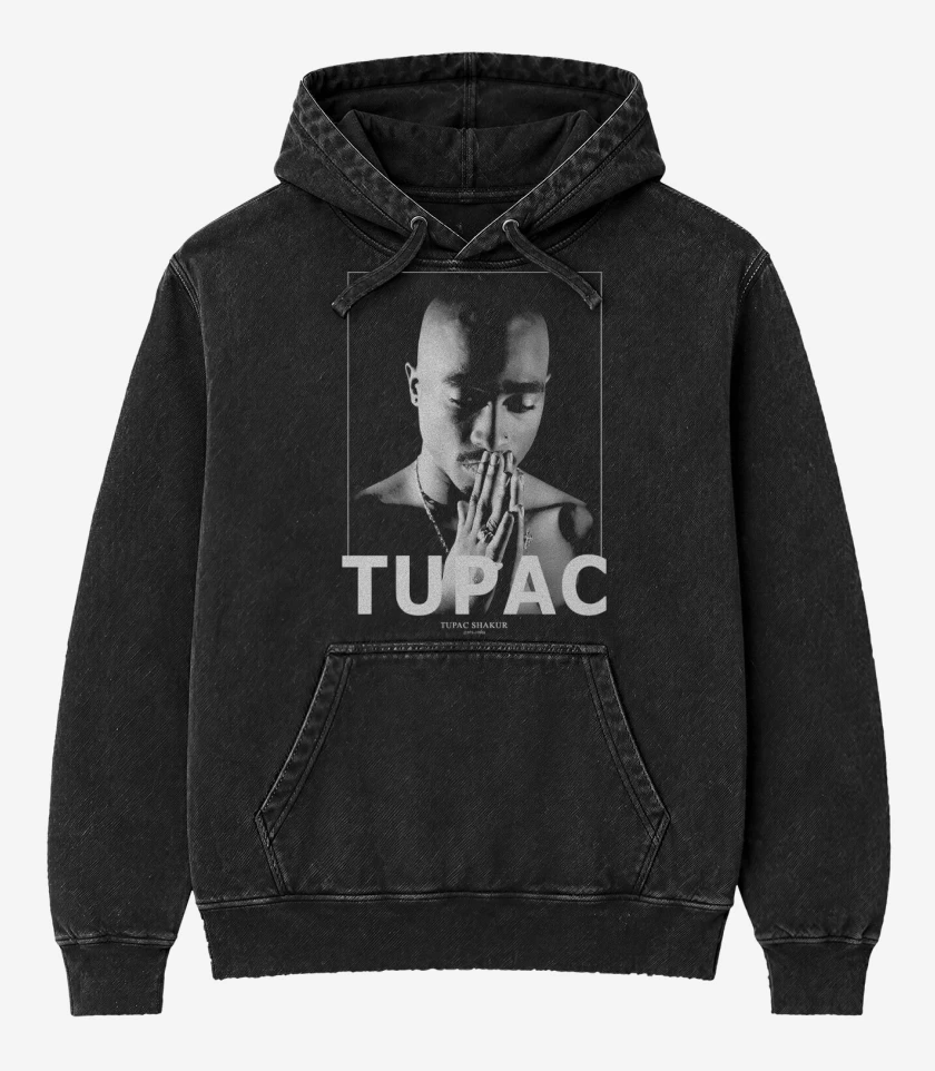 Poleron Canguro Acid Wash Negro de TUPAC SHAKUR