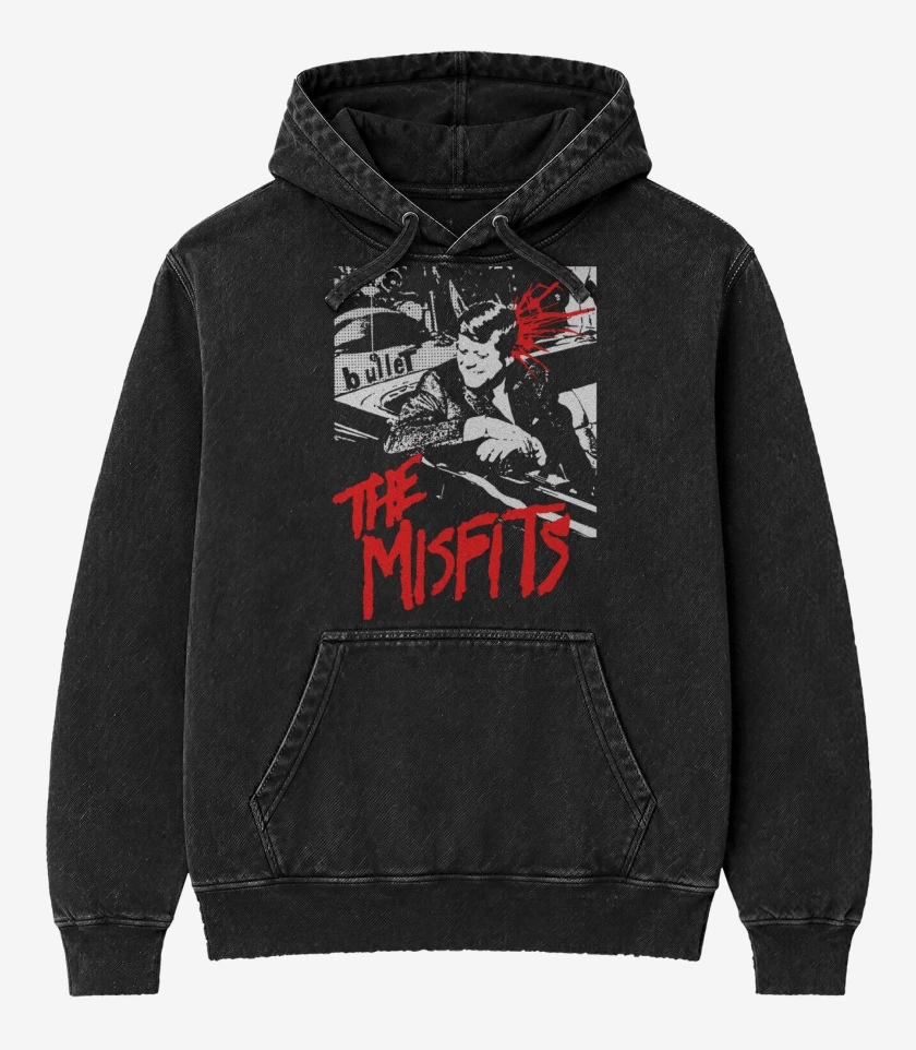 Poleron Canguro Acid Wash Negro de Bullet 