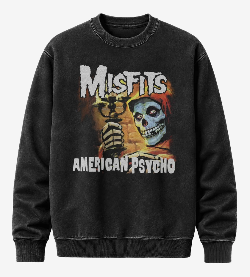 Poleron Polo Acid Wash Negro de Misfits American Psycho