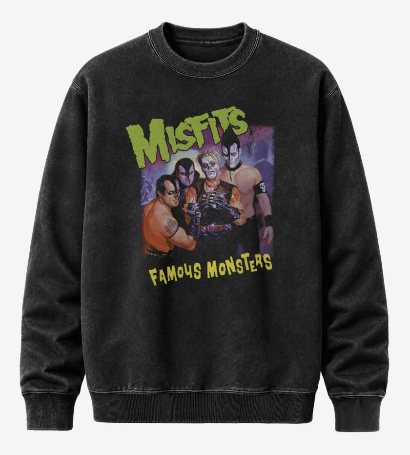 Poleron Polo Acid Wash Negro de Famous Monsters