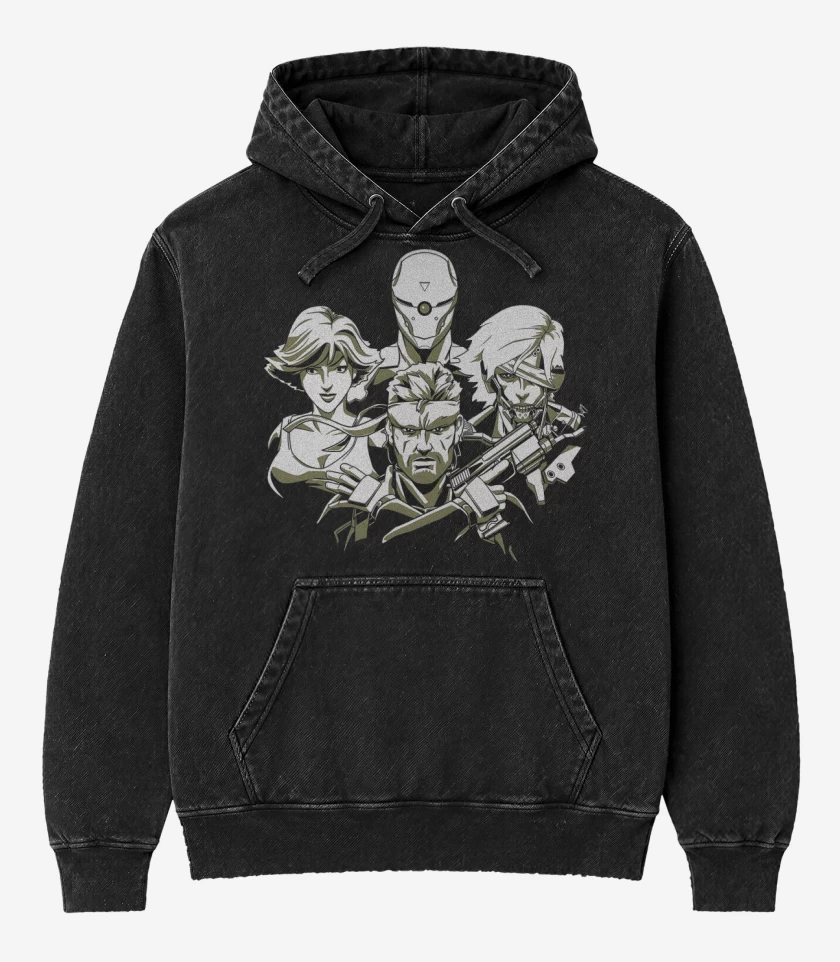 Poleron Canguro Acid Wash Negro de Solid Rhapsody