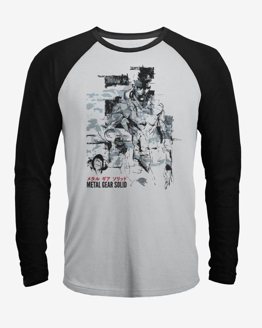 Polera Raglan Blanco / Negro de Solid Snake