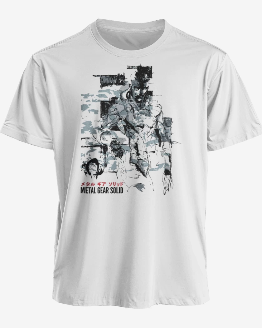 Polera premium Blanco de Solid Snake