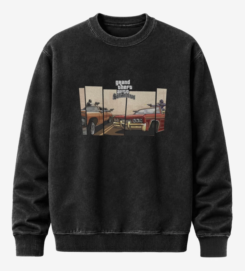 Poleron Polo Acid Wash Negro de Groove street vs Ballas