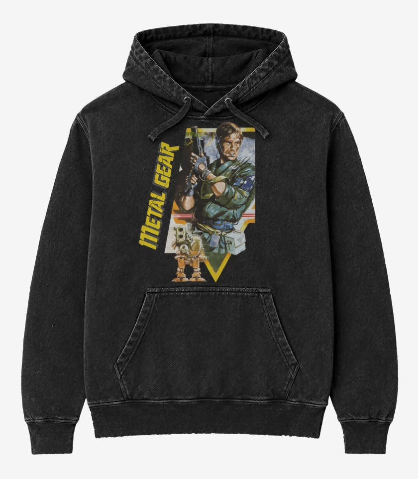 Poleron Canguro Acid Wash Negro de Metal Gear 87