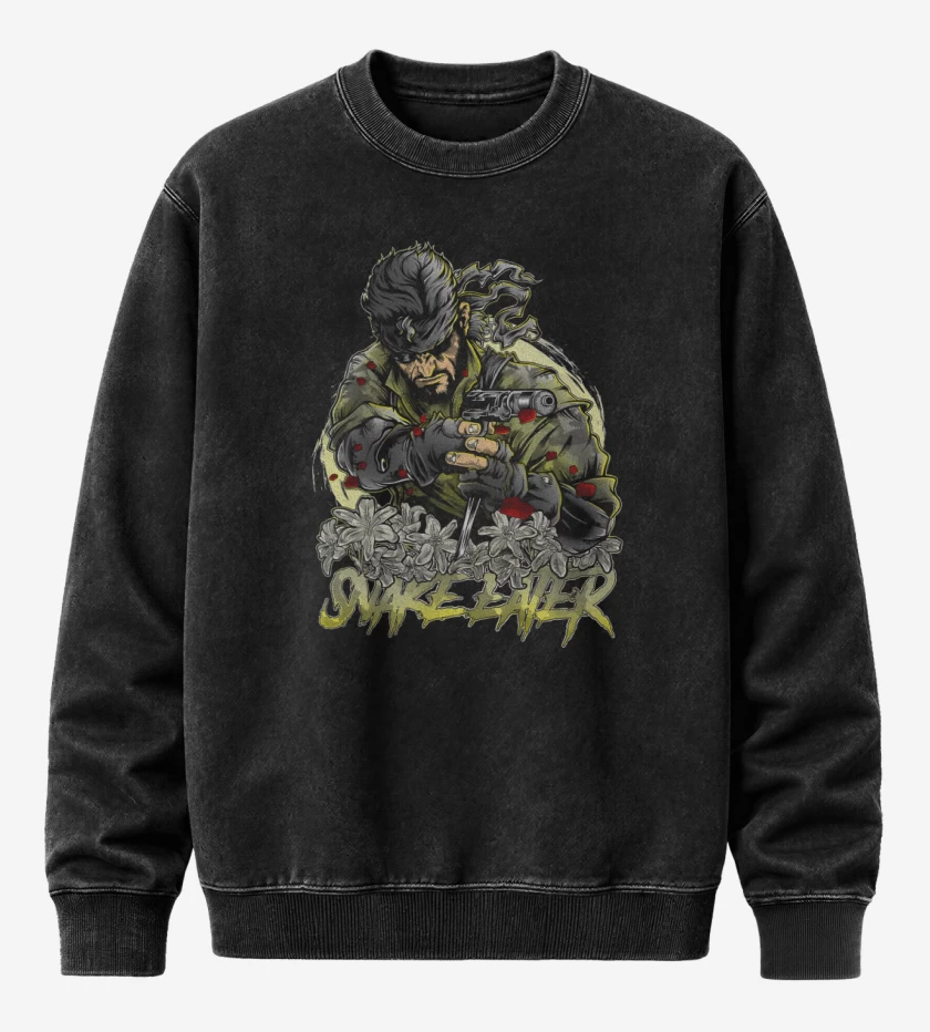 Poleron Polo Acid Wash Negro de El Come Serpientes