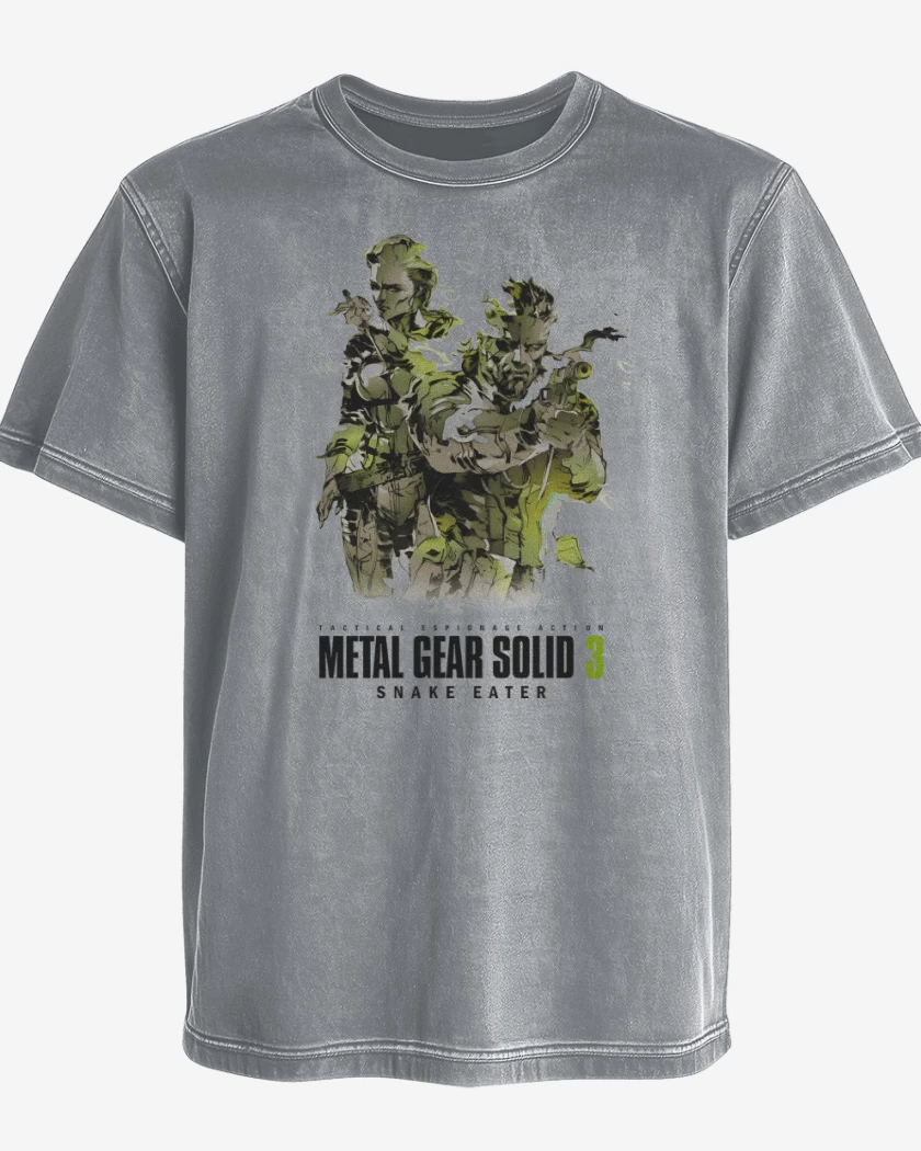 Polera desgastada Gris Melange de Metal Gear Solid 3 Snake Eater