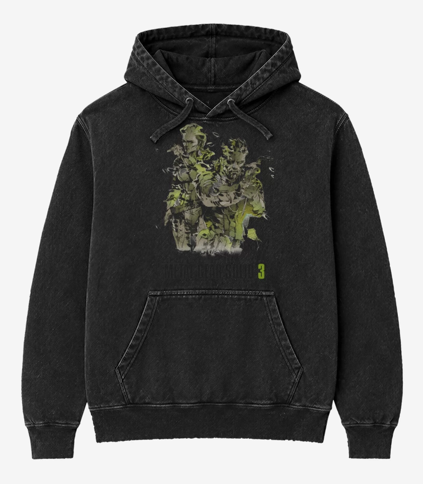 Poleron Canguro Acid Wash Negro de Metal Gear Solid 3 Snake Eater