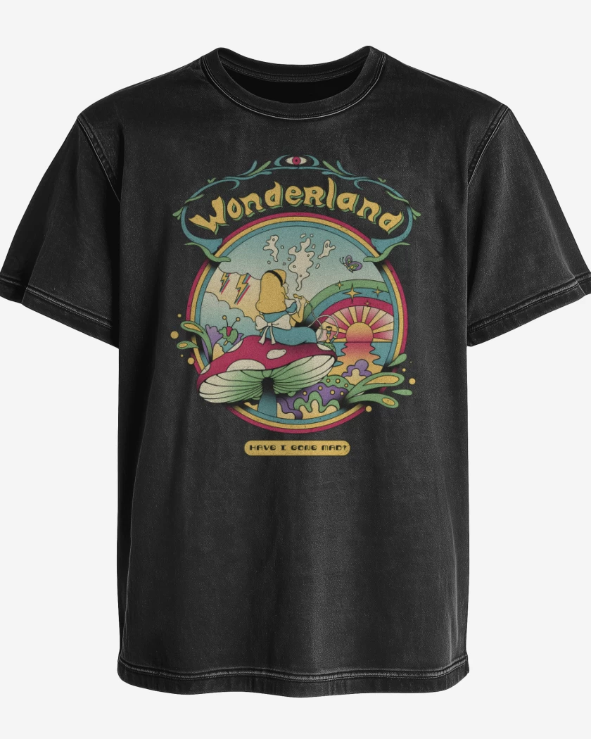 Polera desgastada Negro de Wonderland