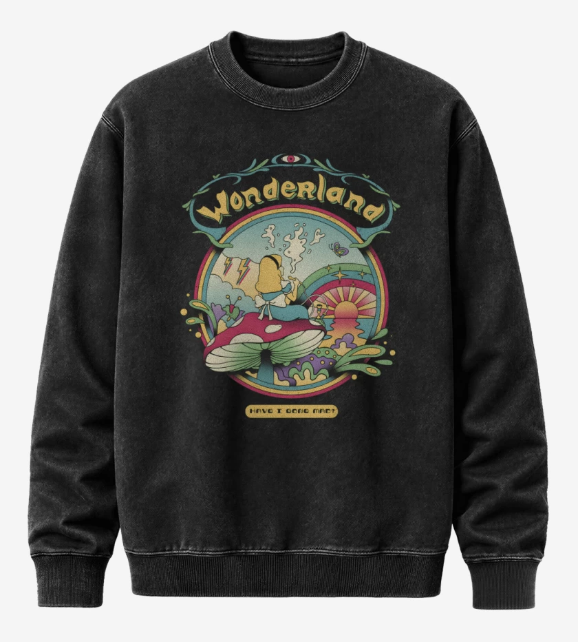 Poleron Polo Acid Wash Negro de Wonderland