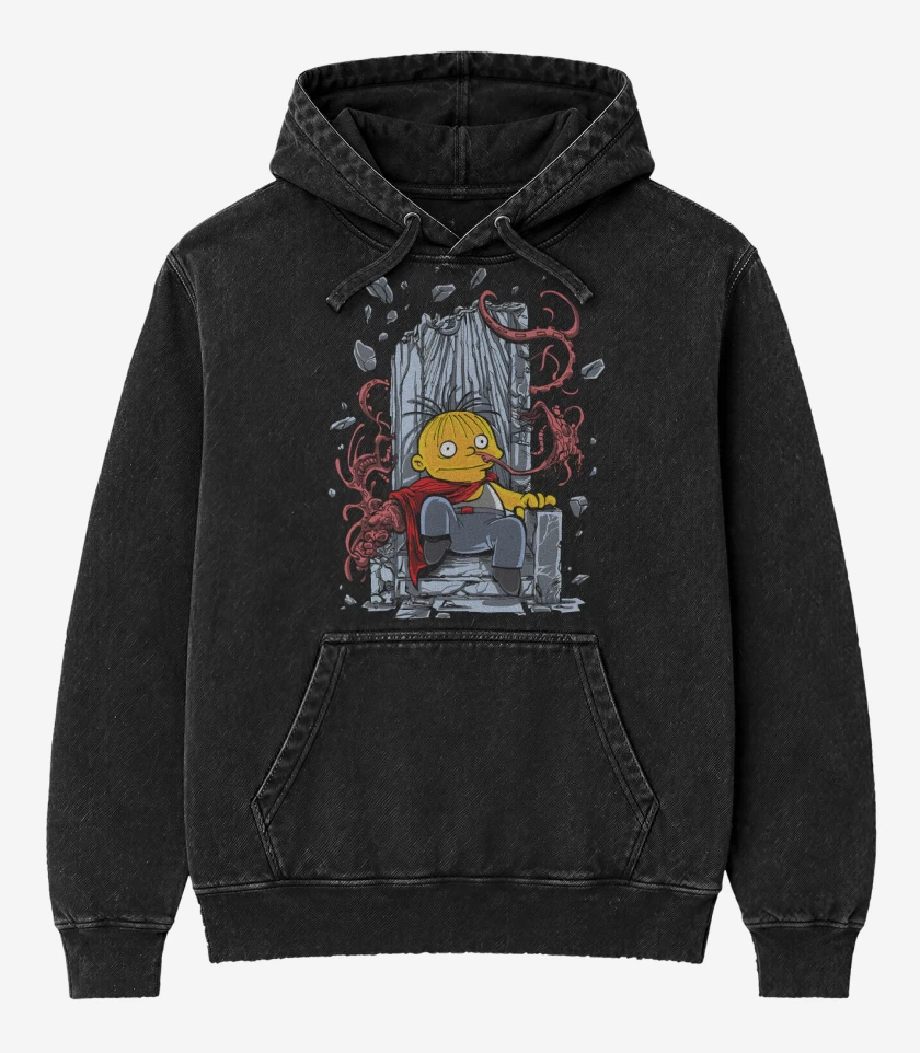 Poleron Canguro Acid Wash Negro de Rafakira
