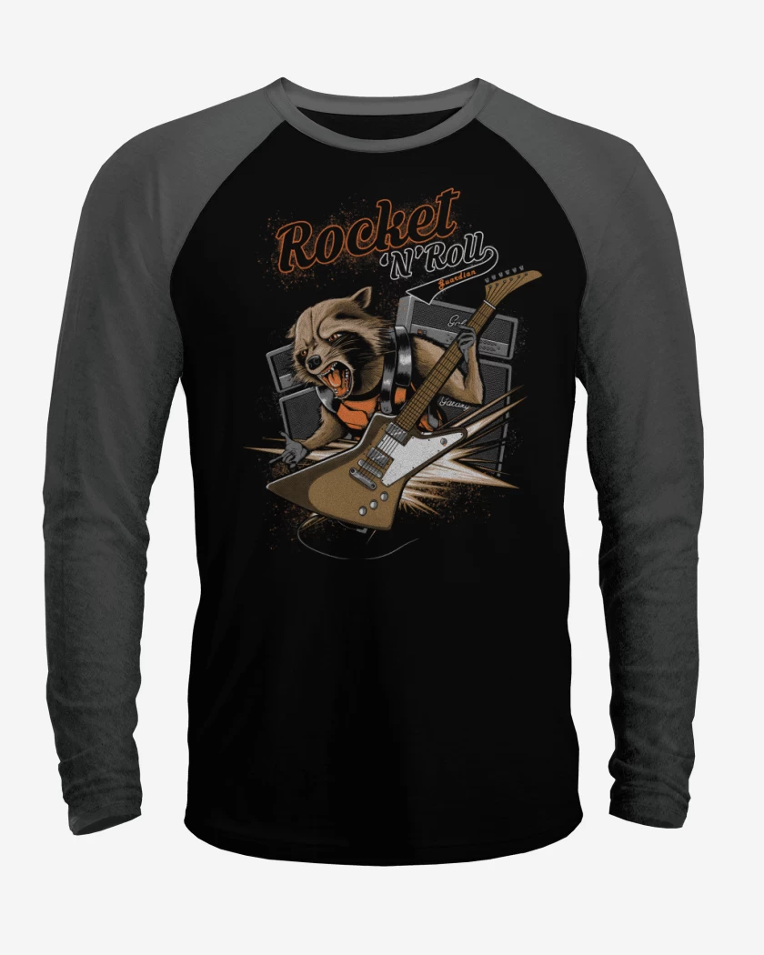 Polera Raglan Negro / Negro Heather de Rocket n Roll