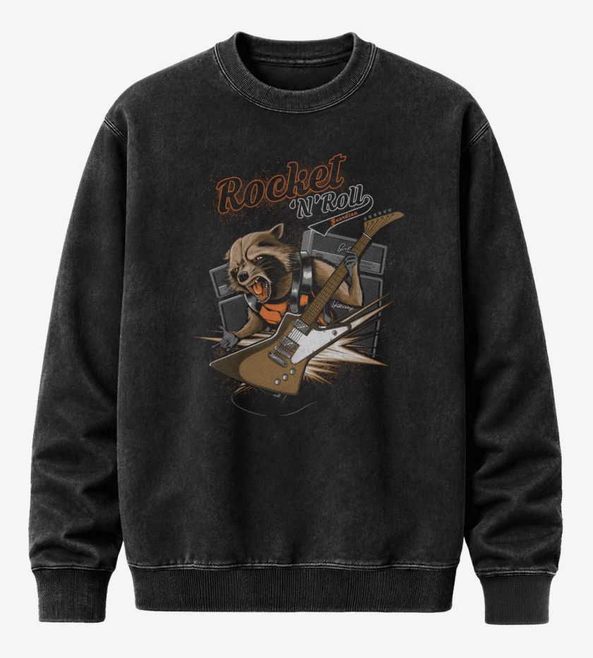 Poleron Polo Acid Wash Negro de Rocket n Roll