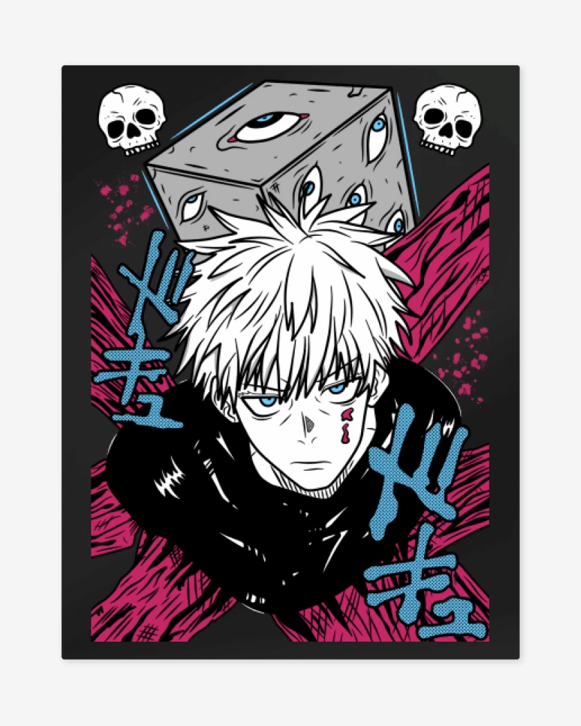 Print metalico Negro de Prison Gojo