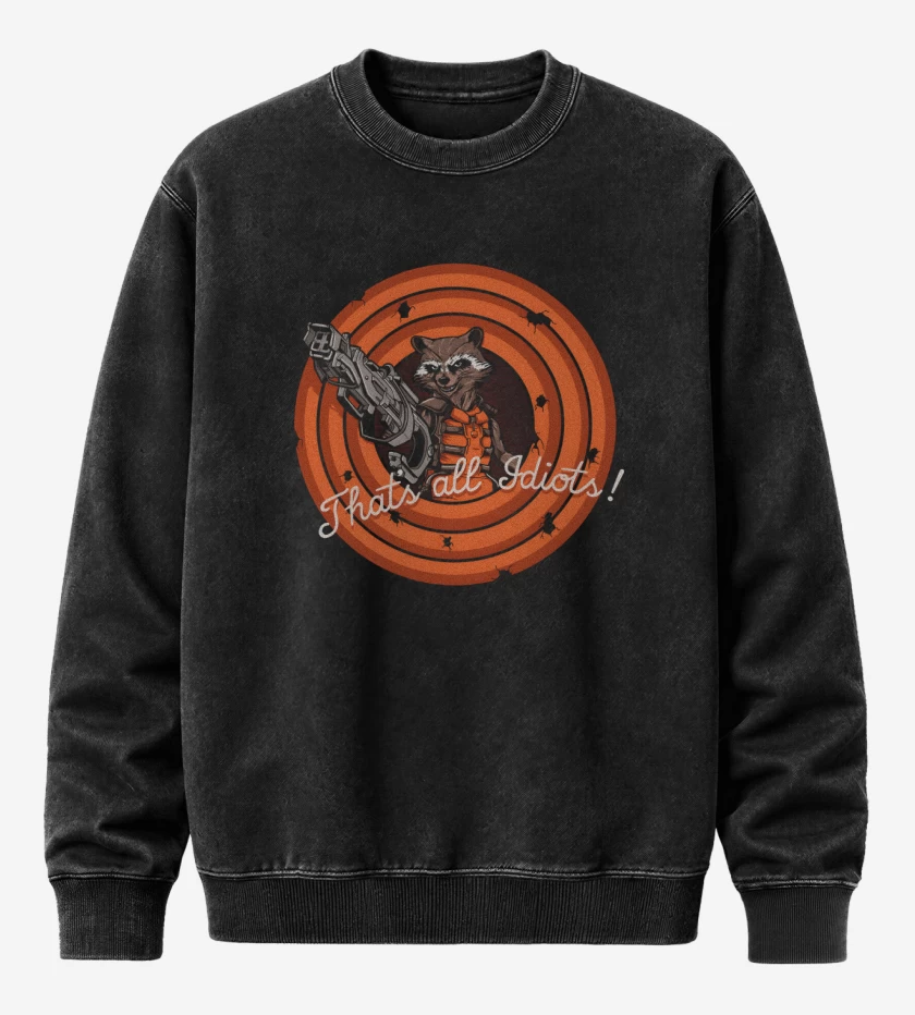 Poleron Polo Acid Wash Negro de Eso es todo Idiotas