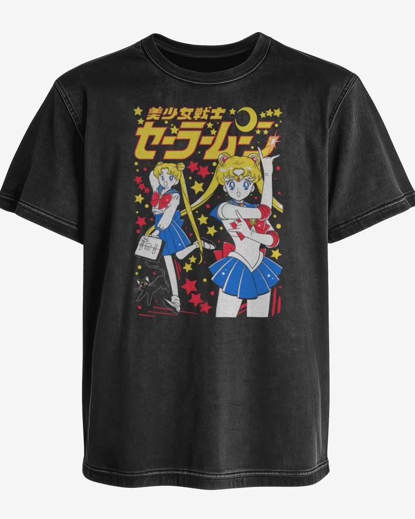 Polera desgastada Negro de Sailor Serena N