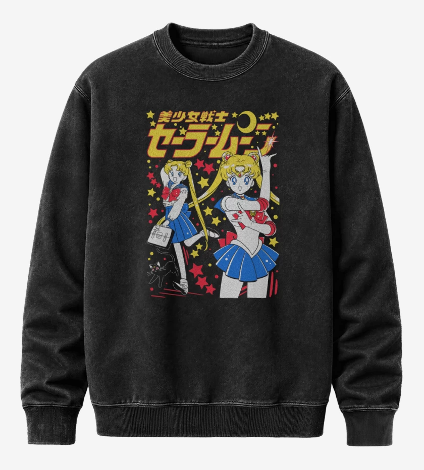 Poleron Polo Acid Wash Negro de Sailor Serena N