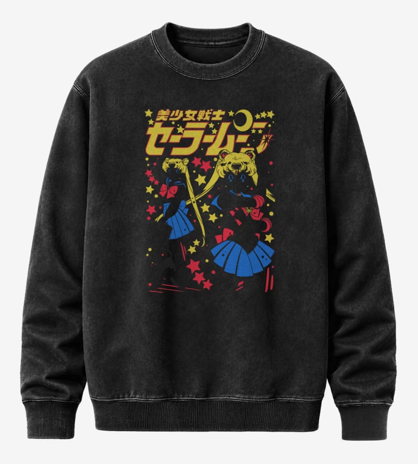 Poleron Polo Acid Wash Negro de Sailor Serena B