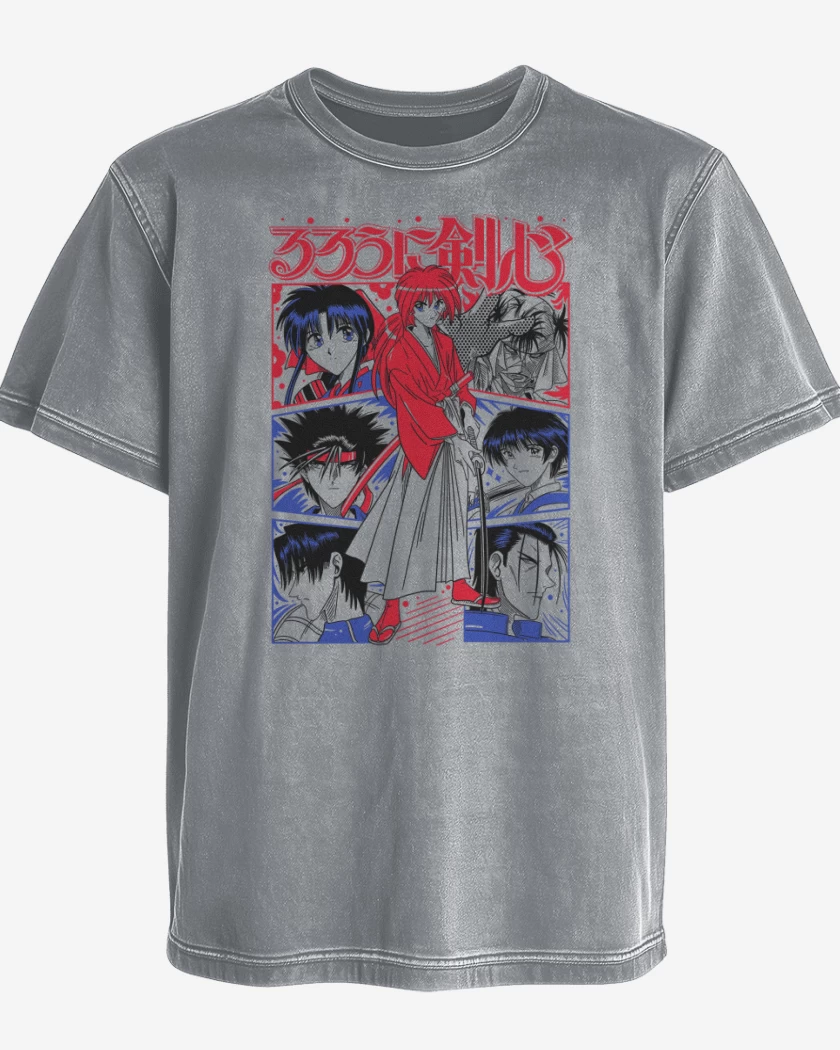 Polera desgastada Gris Melange de Kenshin X B