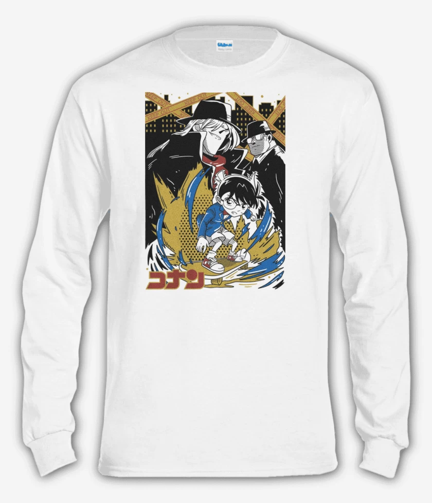 Polera manga larga Blanco de Conan el Detective B