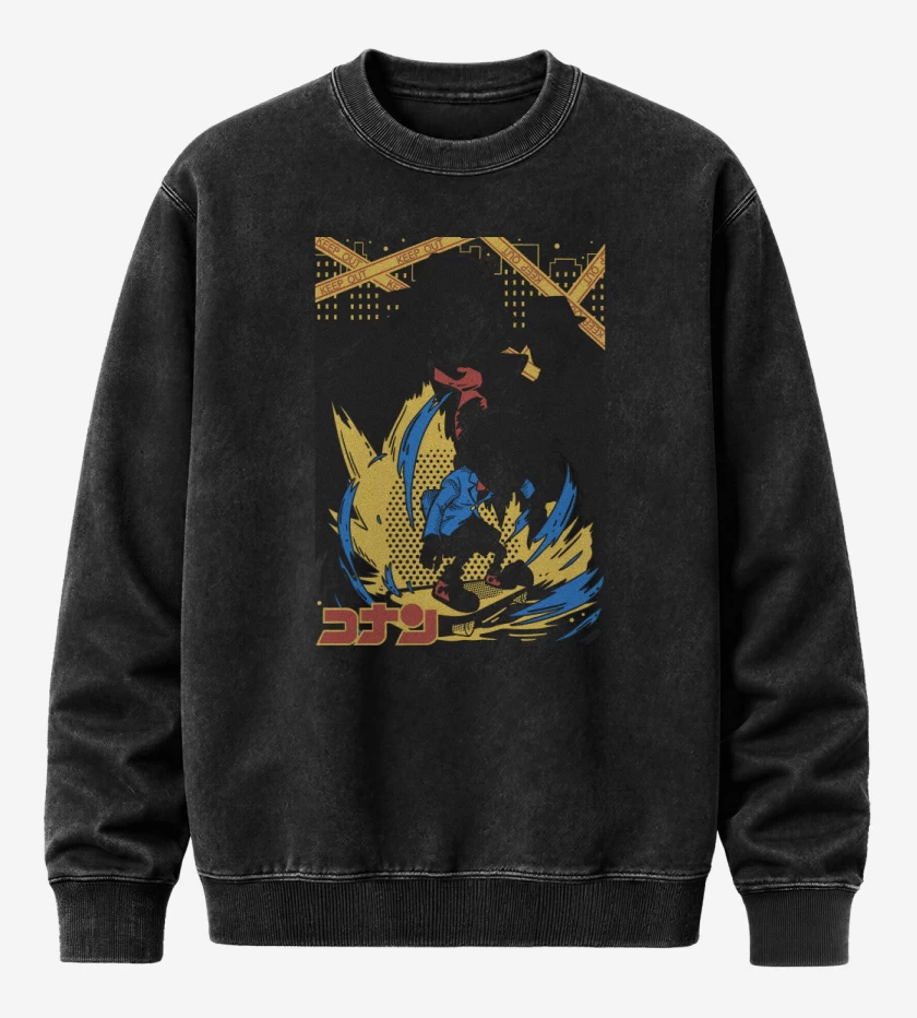 Poleron Polo Acid Wash Negro de Conan el Detective B