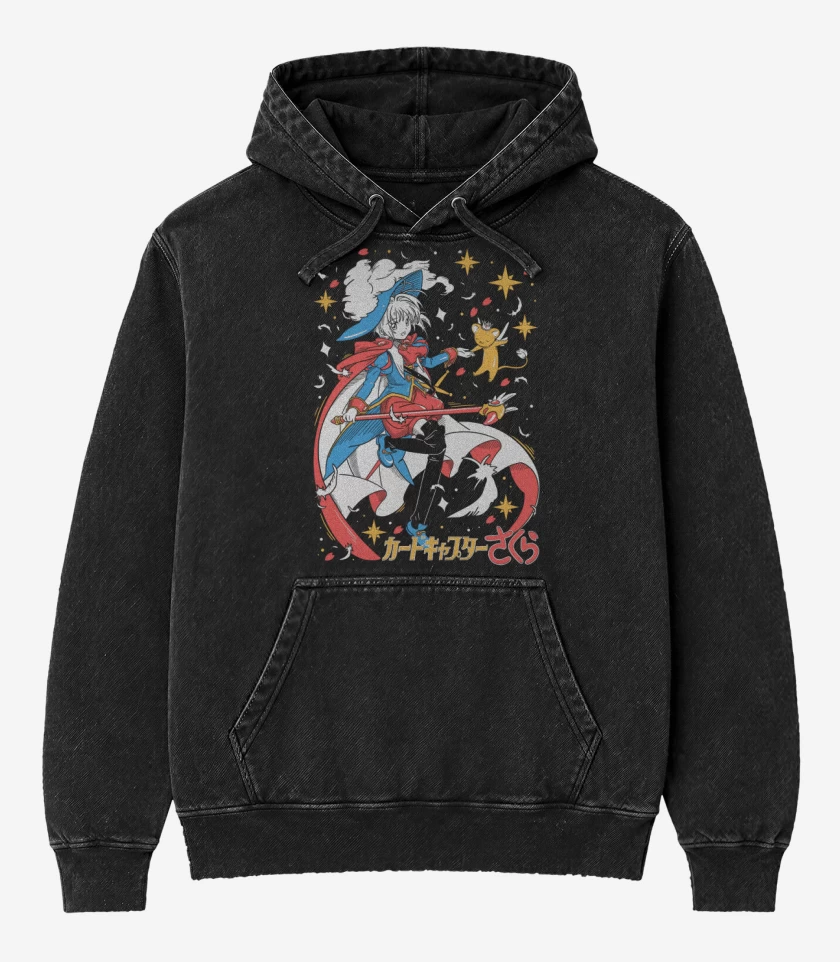 Poleron Canguro Acid Wash Negro de SCC