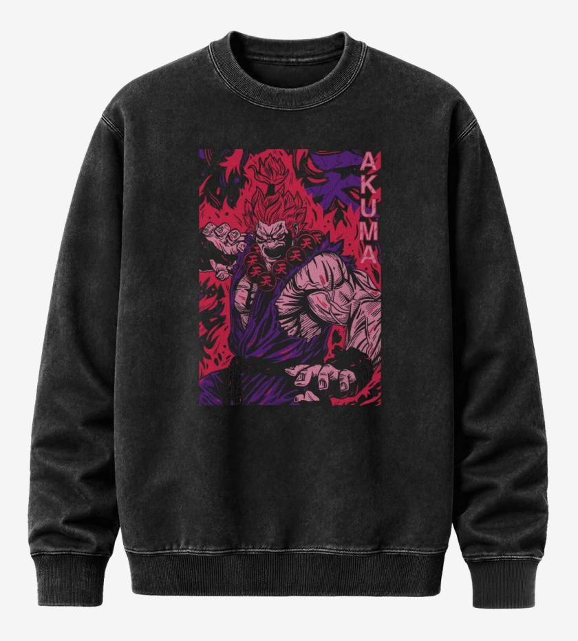 Poleron Polo Acid Wash Negro de Akuma Gouki B