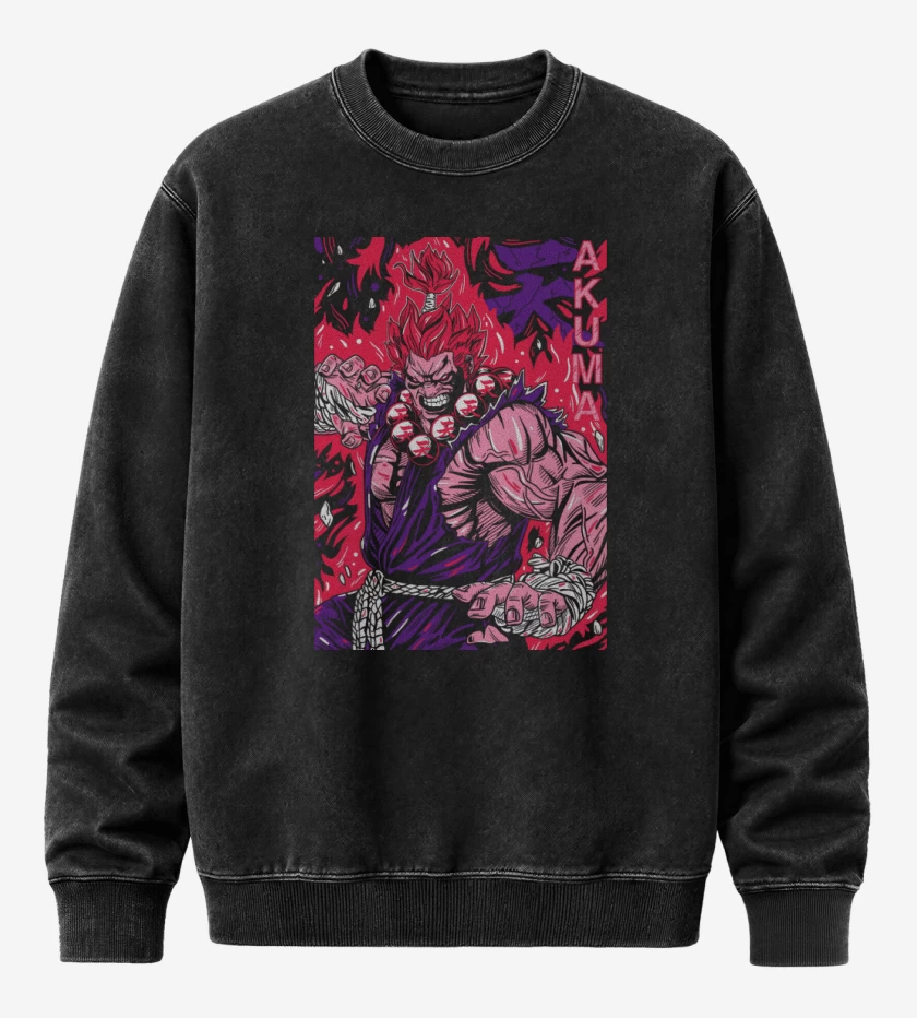 Poleron Polo Acid Wash Negro de Akuma Gouki N