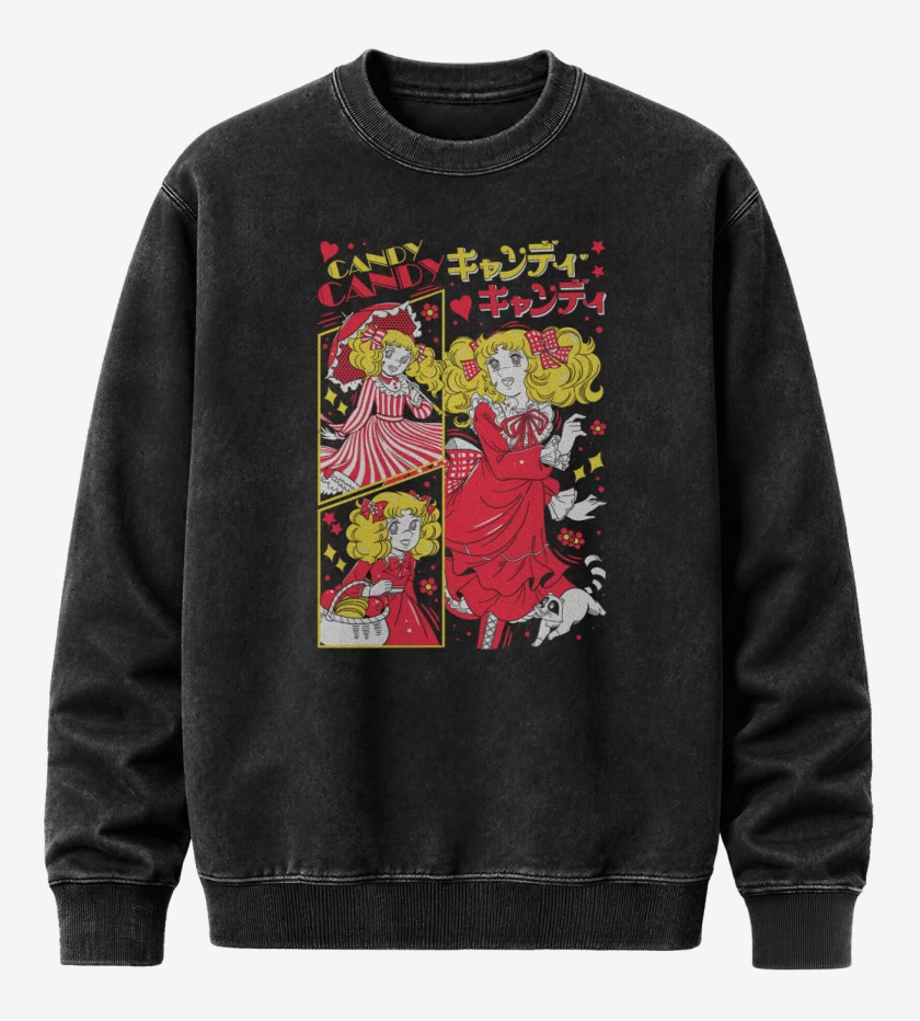 Poleron Polo Acid Wash Negro de Candy Candy N