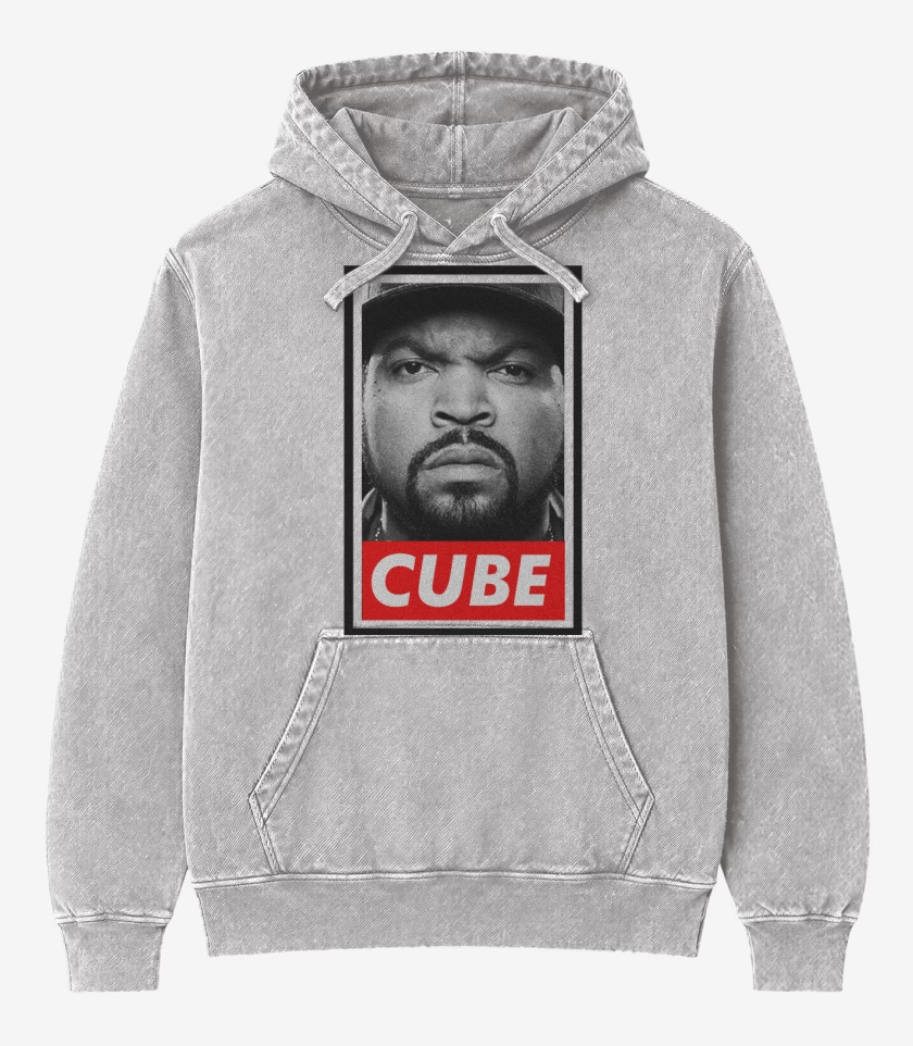 Poleron Canguro Acid Wash Gris Melange de Cube