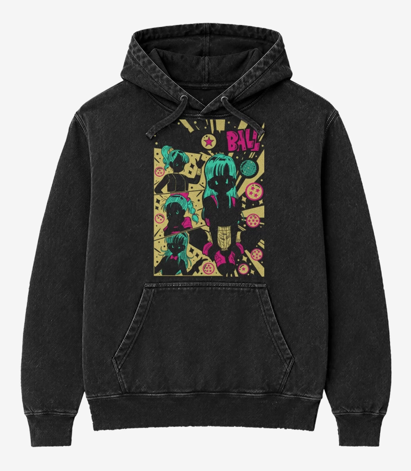 Poleron Canguro Acid Wash Negro de DB Bulma B