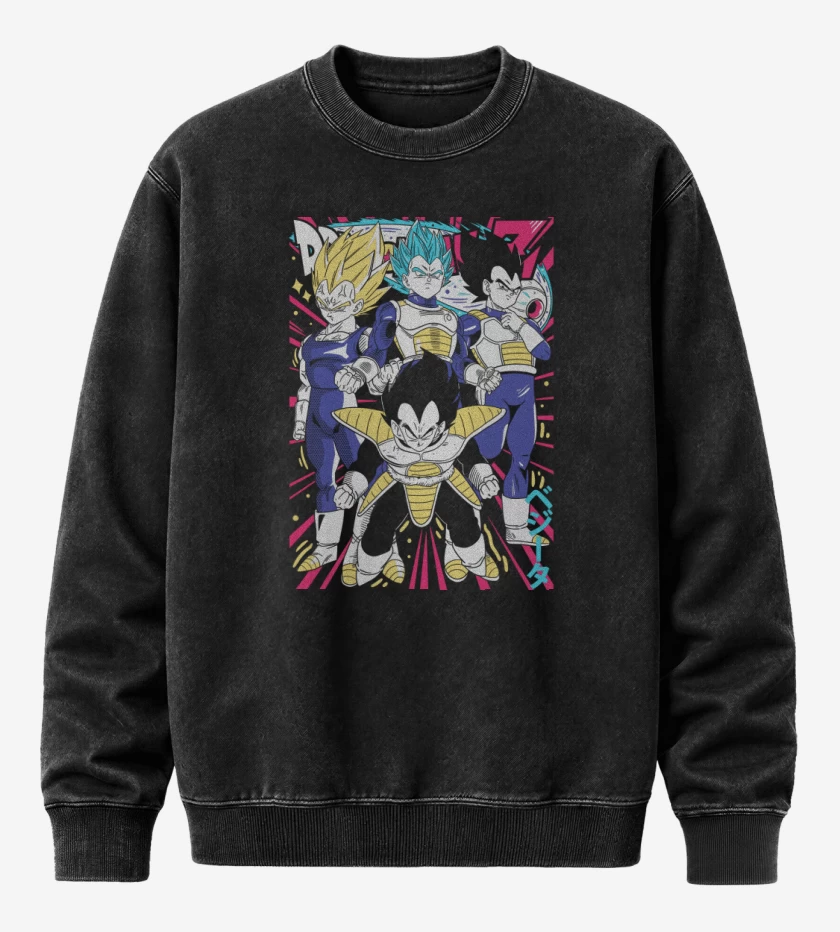 Poleron Polo Acid Wash Negro de Vegetas N