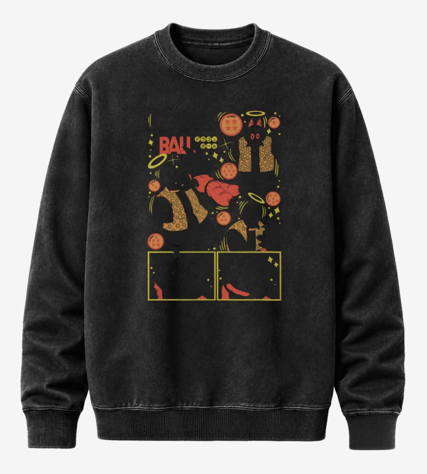 Poleron Polo Acid Wash Negro de Abuelito Son Gohan B