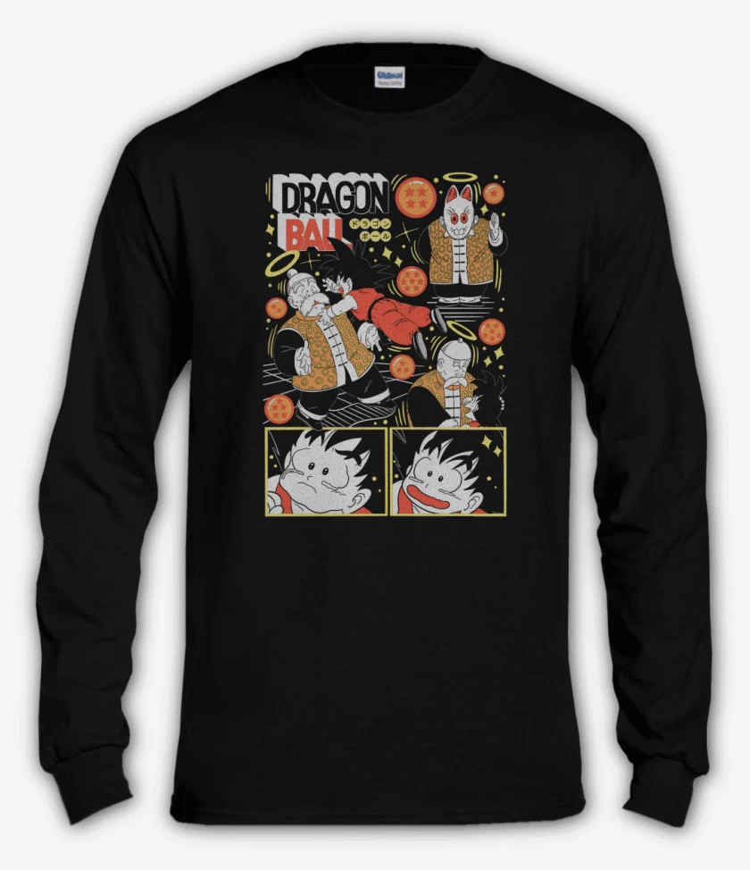 Polera manga larga Negro de Abuelito Son Gohan N