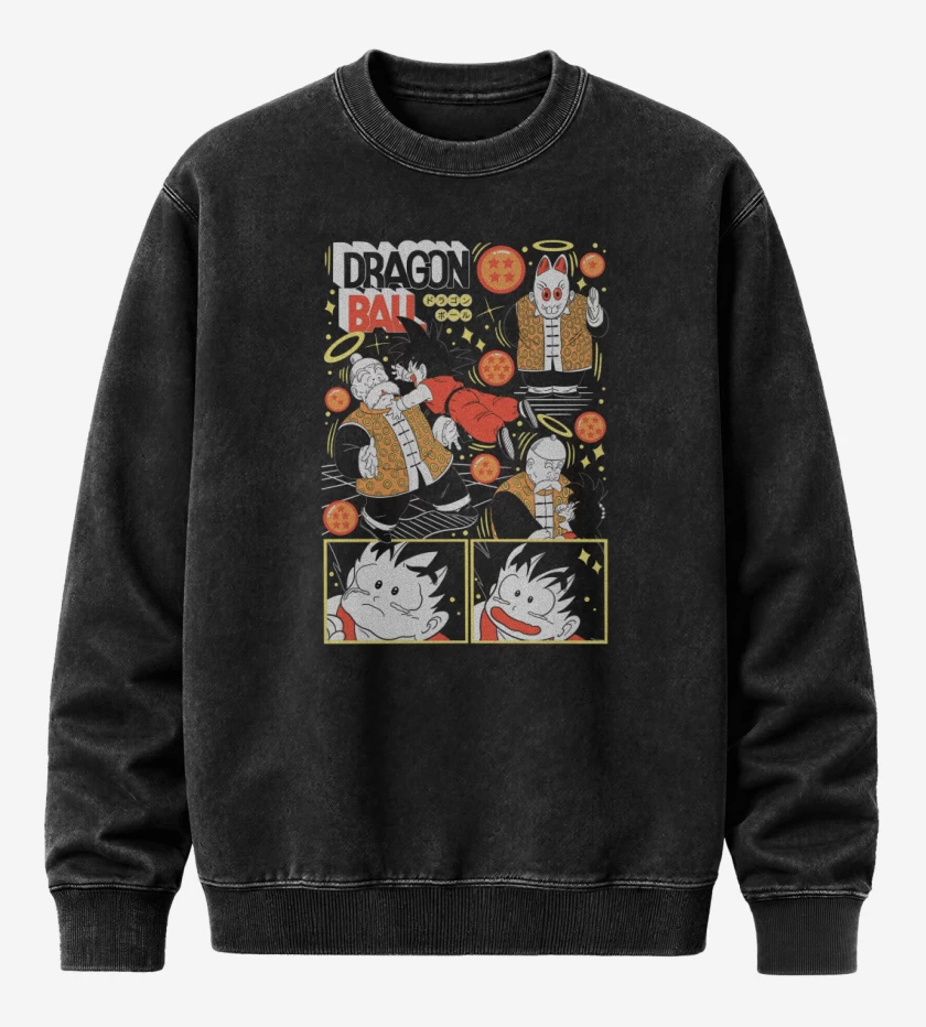 Poleron Polo Acid Wash Negro de Abuelito Son Gohan N