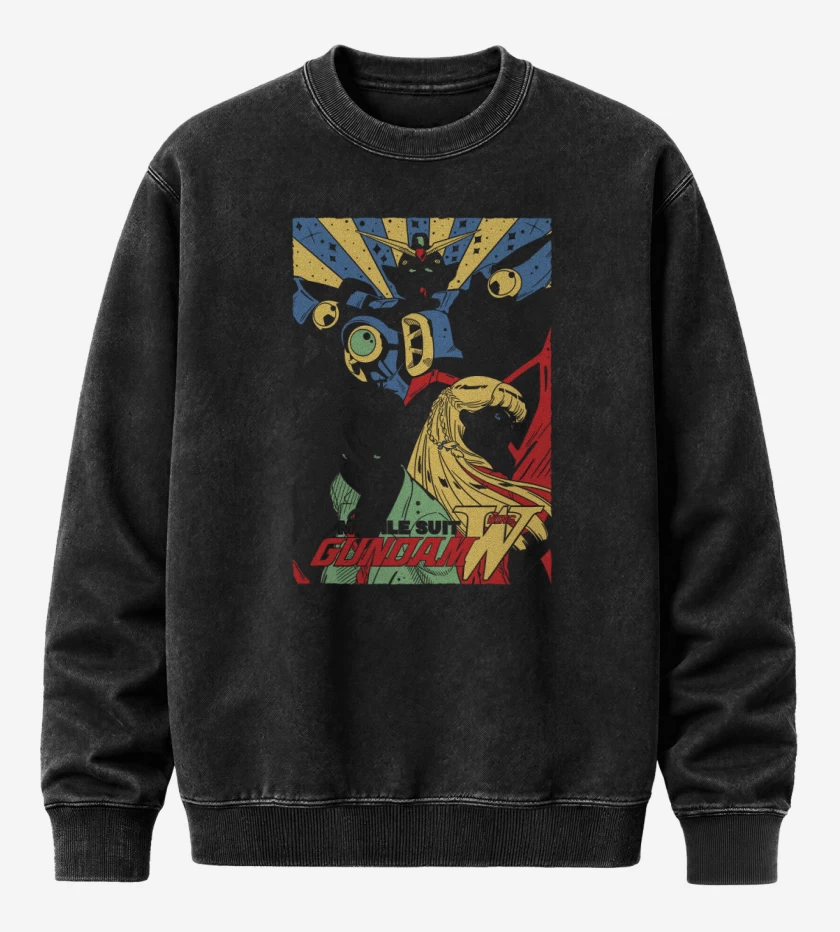 Poleron Polo Acid Wash Negro de Gundam Wing B