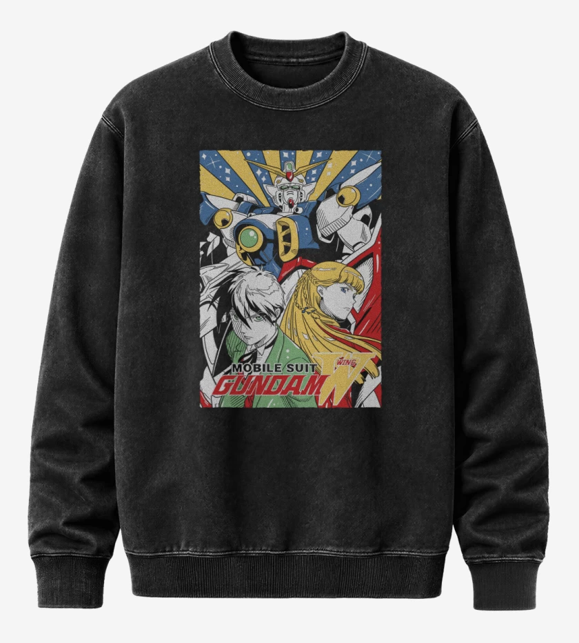 Poleron Polo Acid Wash Negro de Gundam Wing N