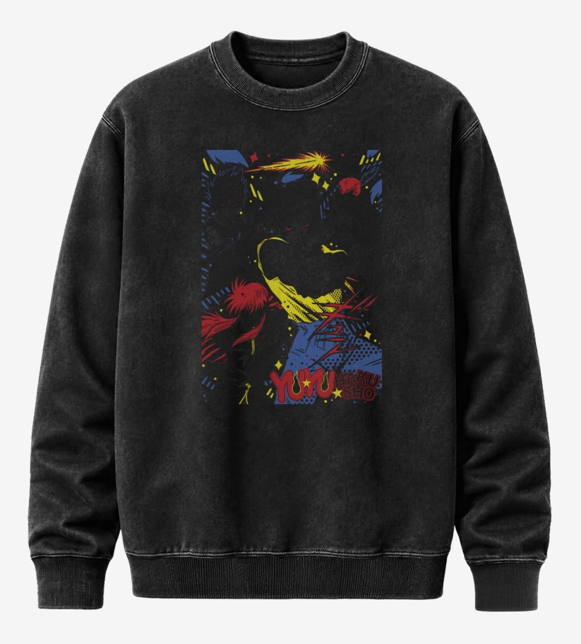 Poleron Polo Acid Wash Negro de Yu Yu Urameshi B
