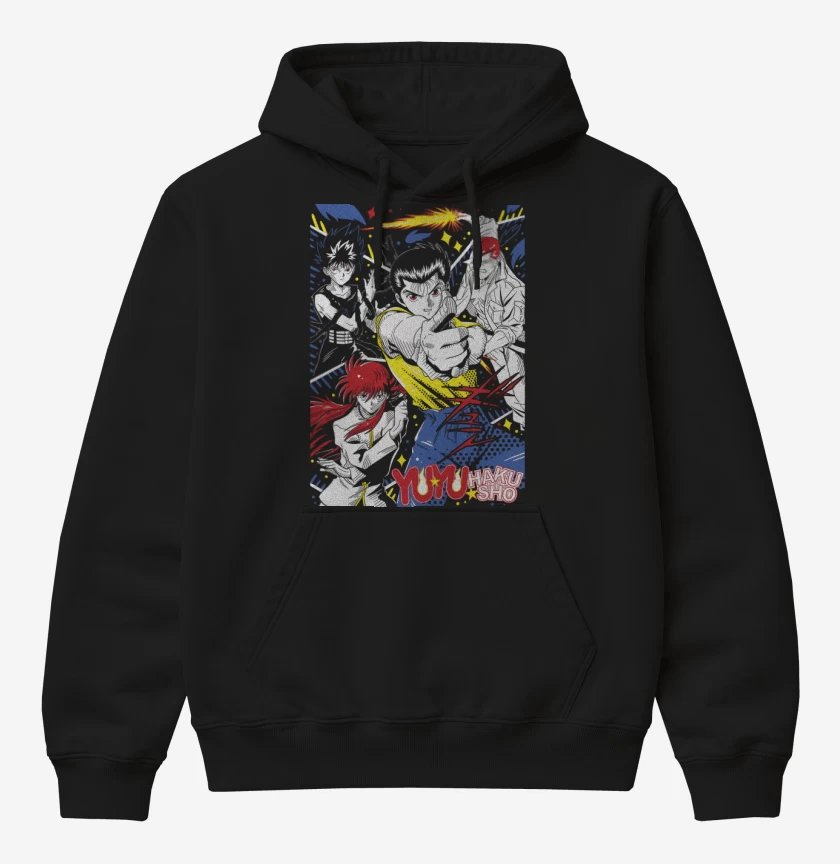 Poleron Canguro básico Negro de Yu Yu Urameshi N